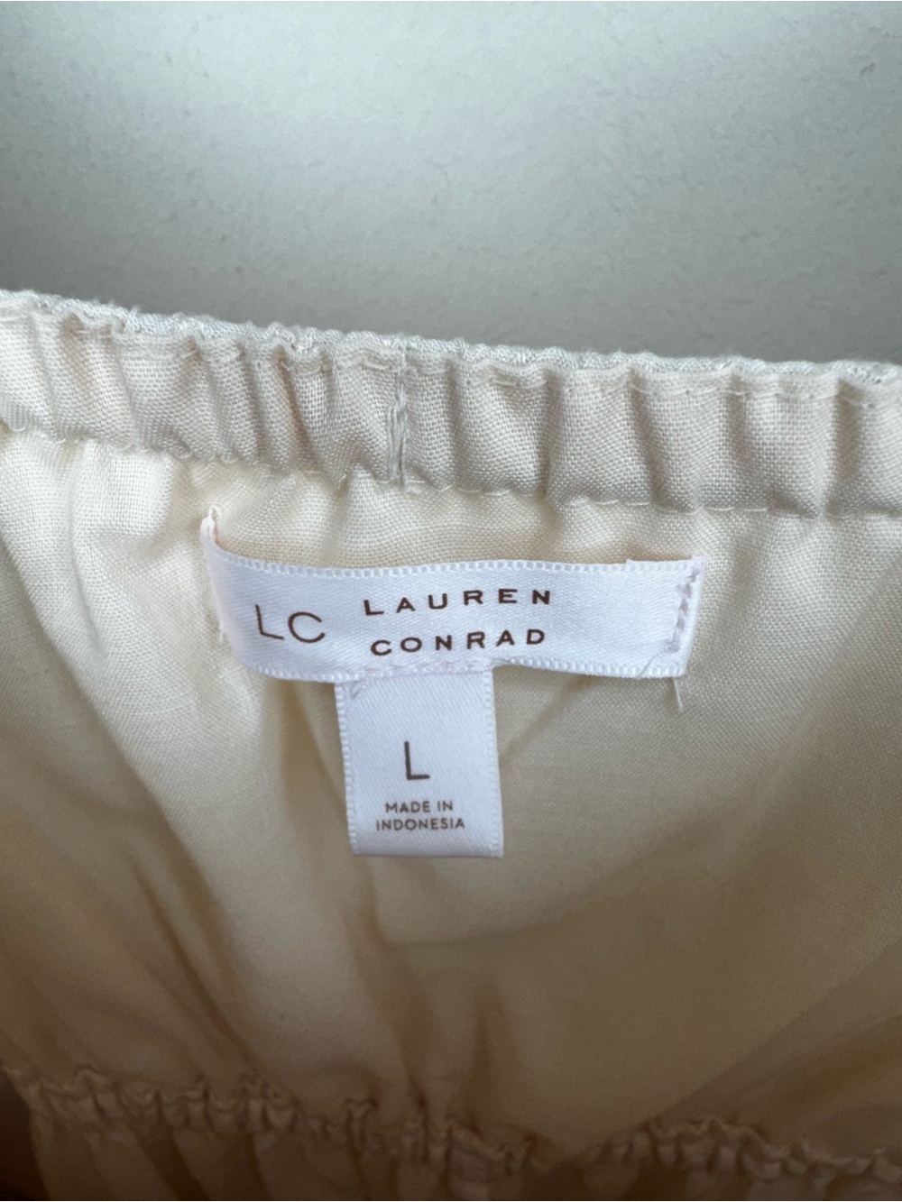 LC Lauren Conrad Cream Elastic Waist Dress - Picture 4 of 5